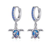VENACOLY Sea Turtle Earrings 925 Sterling Silver Blue Opal Turtle Earrings Beach Earrings Jewelry for Women