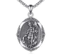 VENACOLY St Florian Firefighter Necklace 925 Sterling Silver Saint Florian Medal Religious Protector Pendant St Florian Firefighter Amulet Jewelry Gifts for Women Men
