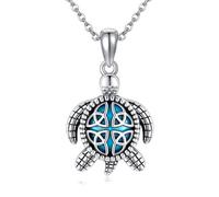 VENACOLY Turtle Necklace 925 Sterling Silver Turquoise Celtic Knot Turtle Pendant Sea Ocean Animal Birthday Jewellery for Women Men