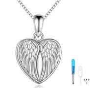 VENACOLY Urn Necklace for Ashes Sterling Silver Angel Wings Cremation Pendant Keepsake Christmas Gifts Mother's Day Jewellery for Women Mum