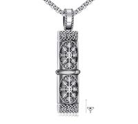 VENACOLY Viking Compass Urn Necklaces for Ashes 925 Sterling Silver Viking Compass Cremation Jewellery for Ashes Memory Jewelry for Men