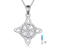 VENACOLY Witch Knot Urn Necklace for Ashes Sterling Silver Cremation Pendant Memorial Jewellery Mother's Day Gifts for Women, mittre, Sterling Silver, No Gemstone