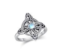 VENACOLY Witches Knot Ring Sterling Silver Witchy Ring Moonstone Witch Knot Mother's Day Jewellery Christmas Gifts for Women Mum