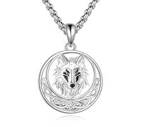 VENACOLY Wolf Necklace 925 Sterling Silver Wolf Pendant Necklace Jewellery for Women Men
