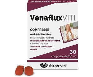 Venaflux Viti Circulation Supplement with Diosmin, Relieves Circulators, Horse Chestnut and Centella, 30 Tablets of 80 mg