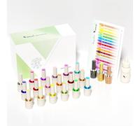 Venalisa Gel Nail Polish 22pcs Set Semi-Transparent Jelly Colors 10ml Stylish Round Bottles with Base Top Coat Matte Top Coat and Color Card UV LED Soak Off for Nail Art Design Manicure V5