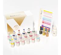 Venalisa Gel Nail Polish 22pcs Set Yellow Pink Purple Colors Glitter 10ml Stylish Round Bottles with Base Top Coat Matte Top Coat and Color Card UV LED Soak Off for Nail Art Design Manicure V3