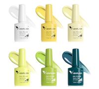 VENALISA Gel Nail Polish Set 6 Colors Spring Summer Nails Macaron Gel Polish White Light Yellow Lime Green Mint Green Emerald Collection Soak Off Nail Lamp Cured Nail Manicure Nail Art
