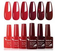 VENALISA Nude Gel Nail Polish Set 6 colors Red Dark Red Glitter All Season Soak off Nail Lamp 7.5ml for Starter Manicure Nail Art Salon