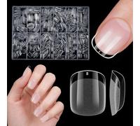 Venares 500 Pcs Square Fake Nails Short 12 Sizes Soft Gel Full Cover Tips