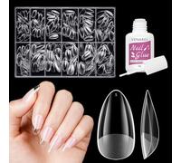 Venares 500 Pieces Soft Gel Nail Tips for Acrylic Extensions, 12 Size Clear False Nails Short, Acrylic Fake Nails Almond Short-S