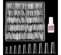 Venares Clear False Nails Short Nail Tips and Glue for Soft Gel Tips Extension - 500 Pieces 10 Size