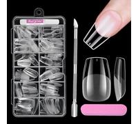 Venares Nail Tips for Gel Nails, Short, Full Coverage, Soft Gel Tips, Nail Tips, Pre-Polished Artificial Nails, Short with Glue, Files, Nail Buffers, Cuticle Pusher, Pack of 120, 12 Sizes