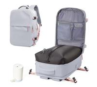 VENATIN Vacuum Backpack travel,Compression Backpacks,Carry on Backpack with Air Pump,Vacuum Seal Compression Bag, Personal Item Travel Bags, Grey
