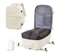 VENATIN Vacuum Backpack Travel, Compression Backpacks,Carry on Backpack with Air Pump,Vacuum Seal Compression Bag, Personal Item Travel Bags, Beige