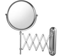 VENBER 10X Magnifying Wall Mirror, 8 inch Cosmetic Mirror, Chrome, Round, Diameter 20 cm, Extendable up to 57 cm, Adjustable Head