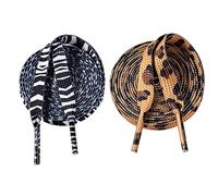 Vencede Animal Print Shoelaces, Zebra Leopard Shoe Tie Polyester Flat Shoelaces for Casual Canvas Sports Shoes, 2 Pairs, Suitable for shoes with 5-6 holes - L:47" (Stripe)