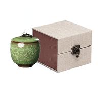 Vencede Handicrafted Ceramics Mini Pet Urns, Keepsake Urns for Human or Pet Ashes, Pet Coffin, Burial Ash Storage for Family or Loved Ones, Hold 5.5 Cubic Inches of Ashes(Green)