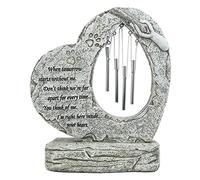 Vencede Pet Memorial Gifts, Pet Grave Markers for Dogs or Cats, Heart Shaped Pet Memorial Stone with Wind Chime Decor, for Lawn, Porch, Garden Ornaments Outdoor