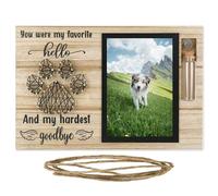 Vencede Pet Memorial Picture Frame, Sympathy Gifts for Loss of Dog, Cat Photo Frame Passed Away Gift,Hanging Picture Frames Square with Mount, Pet Loss Memorial Gifts With Bottle (Nature)