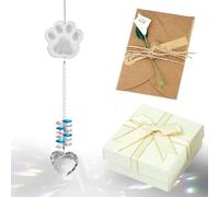 Vencede Pet Paw Print Memorial Gifts Crystal Suncatcher, Thoughtful Dogs and Cats Remembrance, for Loss Bereavement Gifts for Dogs, Pet Loss Sympathy Gifts (Transparent Paw Print)