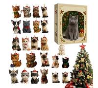 VENCENTE Christmas Countdown Calendar | 24-Day 2D Acrylic Cat Themed Ornament Advent 2025,Cartoon Pendant Home Decor for Tree Window Party Office Kids Adults Collectors Pet Lovers