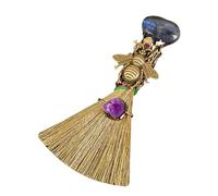 VENCENTE Crystal Witch Broom - Creative Miniature Wicca Brush for Halloween - Cute Car Pendant, Handmade Crystal Wand Points Broom, Miniature Home Decor for Halloween Decoration