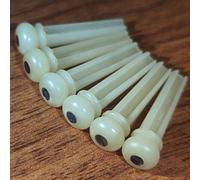 Vencetmat Unbleached Acoustic Guitar Bridge Pins,Made of Real Bones,Inlaid Abalone Dot