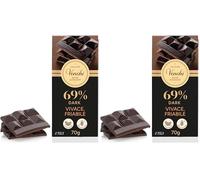 Venchi - Crunchy 69% Dark Chocolate Bar, 70 g - With Crunchy Raw Cane Sugar from the Caribbean - Gluten Free - Vegan (Pack of 2)