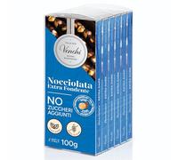 Venchi - Set of 6 Extra Dark Hazelnut Bars, 600 g - NO Added Sugar - NO Artificial Sweeteners - Gluten Free - Vegan - Great Gift Idea