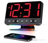 Venchin Digital Alarm Clock: Loud Alarm Clock for Deep Sleepers 110 dB, 8 RGB Light Charging Station Snooze Bedside Table 5 Natural Sounds 6 Brightness 4 Volume 12H/24H, Large Numbers LED Table Clock