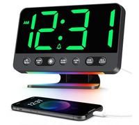 Venchin Digital Alarm Clock: Loud Alarm Clock for Deep Sleepers 110 dB, 8 RGB Light USB Charging Port Snooze Bedside Table 5 Natural Sounds, 6 Brightness, 4 Volume 12H/24H, Large Numbers LED Table