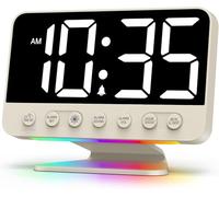 Venchin Digital Alarm Clocks Bedside: Loud Alarm Clock for Heavy Sleepers, Snooze, USB Port, Adjustable Brightness/Volume, Mains Powered, 12/24HR, Modern Light Clocks for Bedrooms Home Office