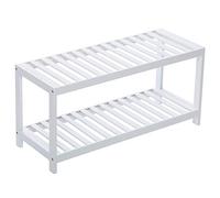 Vencier 2 Tier Bamboo Shoe Rack Stand Shelf Shelving Hallway,Bedroom,Bathroom,Living Room Organizer Holder Storage for 8 pairs shoes (White)