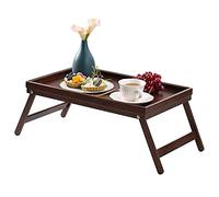 Vencier Bamboo Bed Tray, Folding Legs, Raised Edge, for Breakfast in Bed and Serving, HWD: 22x64x31cm, White (Brown)
