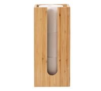 Vencier Bamboo Free-Standing Toilet Roll Holder with Round/Square Base, Stylish Toilet Paper Storage Stand for Bathroom & Toilets (Square)