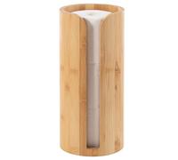 Vencier Bamboo Free-Standing Toilet Roll Holder with Round/Square Base, Stylish Toilet Paper Storage Stand for Bathroom & Toilets (Round)
