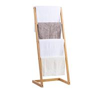 Vencier Bamboo Freestanding Towel Rack Drying Stand with Four Hanging Rails Wooden Bathroom Clothes Rack Clothing & Towels Freestanding Holder