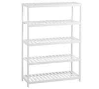 Vencier Bamboo Shoe Rack Natural - Easy Assembly & Strong Design Stand Shelf Organizer Ideal for Corridor, Bedroom, Bathroom, Hallway & Small Spaces, Large Capacity (Grey/White, 5 Tier)