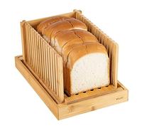 Vencier Foldable Bamboo Bread Slicer Homemade Bread Bakery Loaves, Cakes & Bagels Cutting Knife Guide