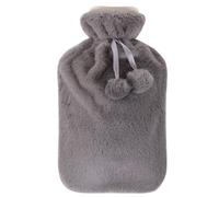 Vencier Large 2L Hot Water Bottle with Plush Cover & Bobble - Durable, Washable Heating Pad for Body Pain Relief & Cosy Nights - Perfect for Aches, Pains, and Thoughtful Gifts (Grey Plush)