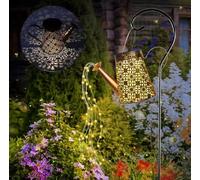 Vencier Solar Watering Can Light with LED String Lights, Waterproof Dual Mode Garden Pathway Lantern for Patio, Yard, and Plant Decoration (Warm White)