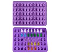 VENCILAZY Bear Design Silicone Mould 2 Pack 50-Cavity Mini Shapes for Gummy Sweets, Chocolate, Jelly & Ice Cubes | BPA-Free, Non-Stick, Children-Safe Baking Tray (Dishwasher Safe)