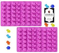 Vencilazy Mini Dinosaur Silicone Chocolate Moulds 2PCS 48 Cavity Dinosaur Shape Mold with Droppers Non-Stick Candy Jelly Moulds Ice Cube Tray Reusable Soap Wax Decor Flexible Baking Mould, Purple