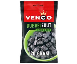 Venco Dutch Licorice Double Salt Bag 120g / Dubbelzout Hard Zout