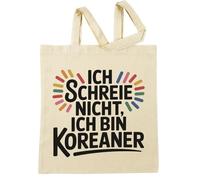 Vendax Ich Schreie Nicht Ich Bin Koreaner Beige Einkaufstasche Beige Shopping Bag