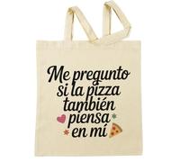 Vendax Me Pregunto Si La Pizza También Piensa En Mí No Estaba Escuchando Así Que Voy A Sonreír Beige Shopping Bag