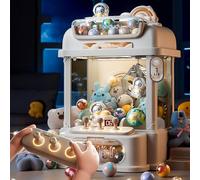 Vending Machine Toys with Remote Control , Big Claw Machine with 8 Planets,2 Panda Doll,25 Dolls,20 Gashapons Use Gumballs,Candy,Toys,or Small Prizes ,White