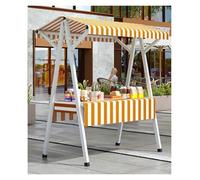Vendor Stall Cart,Metal Folding Farmers Market Display Stand, Portable Craft Show Vendor Cart, Flower Bar Kiosk, Commercial Food Stall, Dark Yellow, W 110cm (43.3") - Perfect for Events!