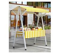 Vendor Stall Cart,Metal Folding Farmers Market Display Stand - Portable Craft Show Vendor Table, Flower Bar Cart, Commercial Food Stall Kiosk for Sale (Light Yellow, 43.3" Wide)